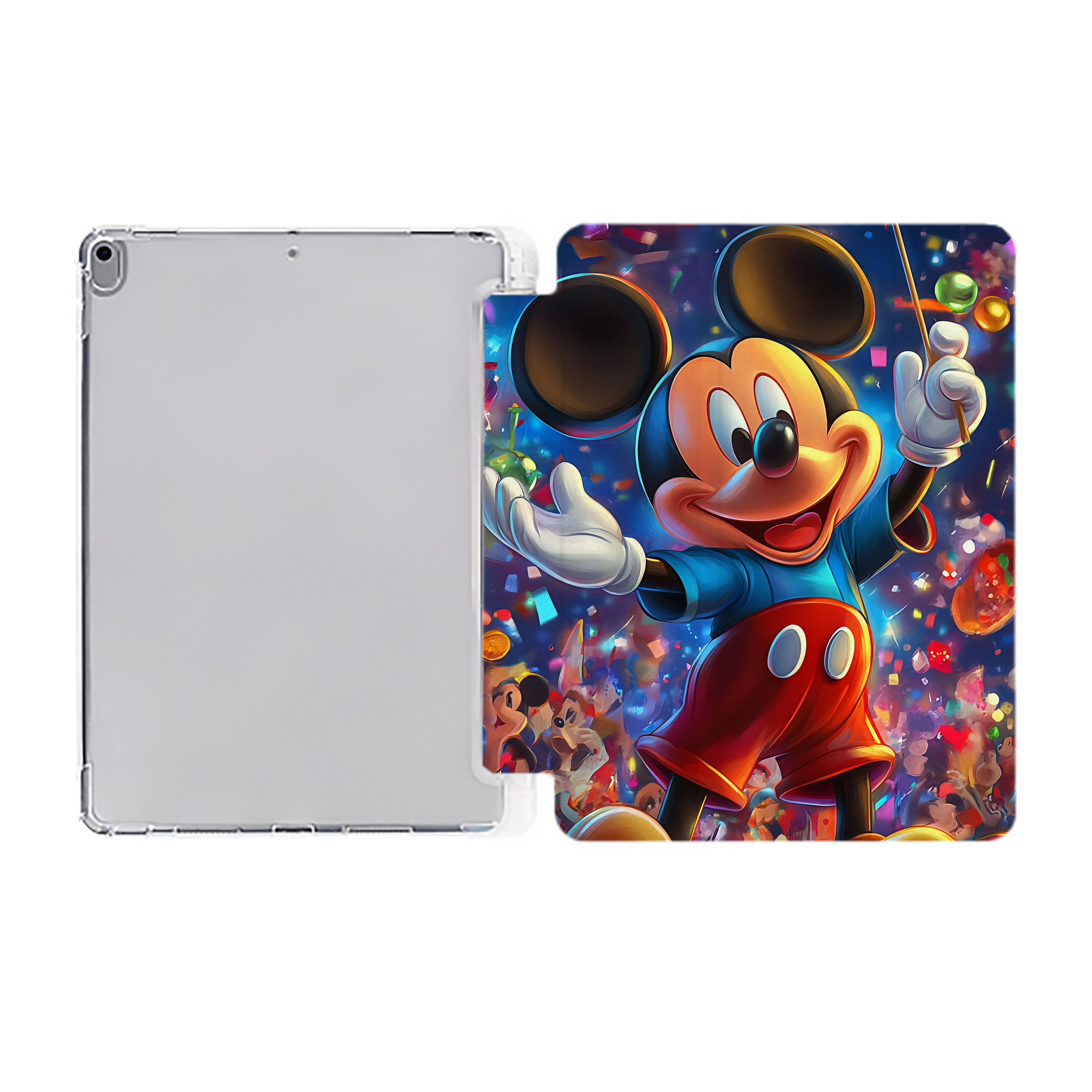 （画像用） ミッキーマウス Mickey Mouse IPad ケース ペン収納付き 三つ折りスタンド PUレザー×シリコン 対応機種9.5/10.5/10.9インチ